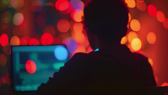 A hacker sits at their computer infiltrating a foreign governments database as part of a covert cyber attack. .