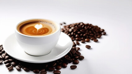 Fototapeta premium Coffee in Cup on Marble Countertop: Bright Start to the Day