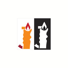 Initial letter logo J candle logo designVector