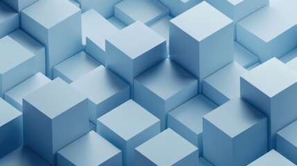 Obraz premium A visually compelling image showcasing an array of blue cubes in varying heights, creating a geometric pattern