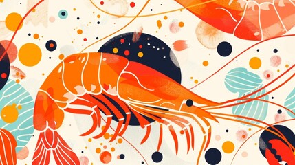 A painting of a shrimp on a white background