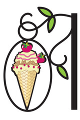 Hanging sign for ice cream shop