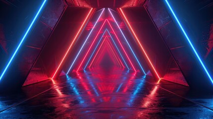 3d render, abstract background with neon light, dark corridor with neon lights,Background dark corridor with neon light. Abstract background with lines and glow.
