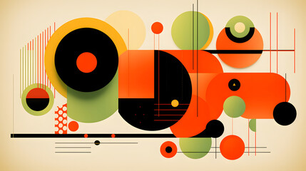 Obraz premium illustration with orange green and black shapes design poster background
