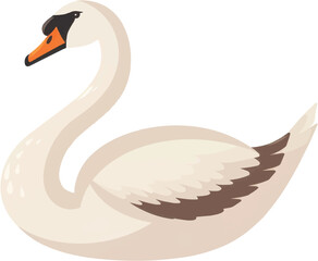 Obraz premium Swan on a transparent background. illustration in cartoon style.