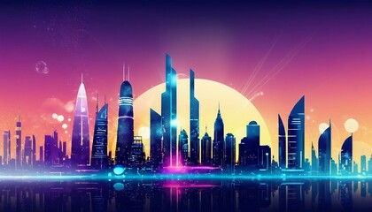 Abstract futuristic skyline background with sleek architecture and futuristic elements