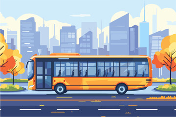 Bus illustration. Bus for transporting people. Urban and intercity mode of transport.
