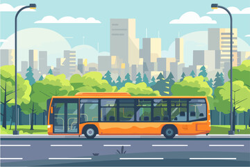 Obraz premium Bus illustration. Bus for transporting people. Urban and intercity mode of transport.