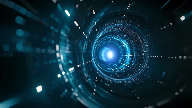 A virtual tunnel connecting different devices representing the encrypted connection provided by a VPN ensuring all data transmitted is safe from interception. .