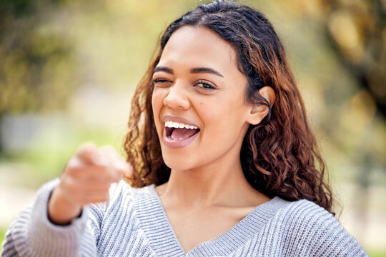 Portrait, woman and happy with expression, choice and opportunity at university, campus or college as student. Female person, candidate and vote for leadership in school as representative in election