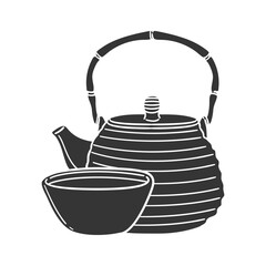Asian Teapot Icon Silhouette Illustration. Drinks Vector Graphic Pictogram Symbol Clip Art. Doodle Sketch Black Sign.