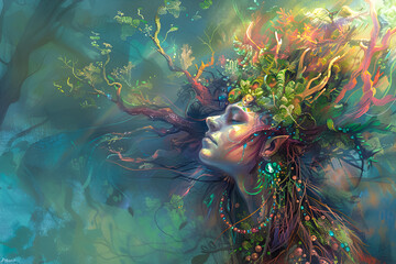 Shamanic background on fantasy background