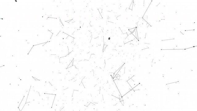 Abstract plexus geometric pattern moving dots and lines on white background. Futuristic technology network connection concepts.