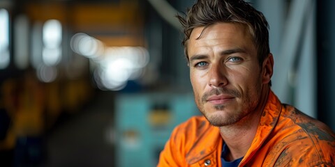 Young male construction worker in safety gear, great for vocational training and recruitment campaigns