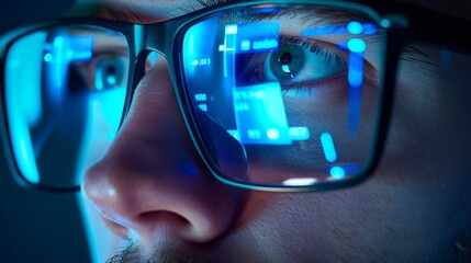 Man with Futuristic Digital Glasses