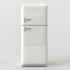 a white a fridge, in the style of peter tarka, rendered in maya, imitated material, simple, on white background, without shadow, front view