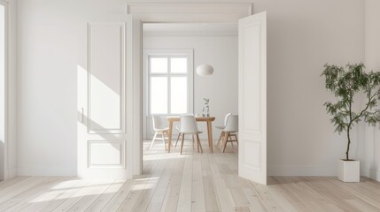 Minimalism of a subtle portal in a Scandinavian simplicity environment, clean and serene