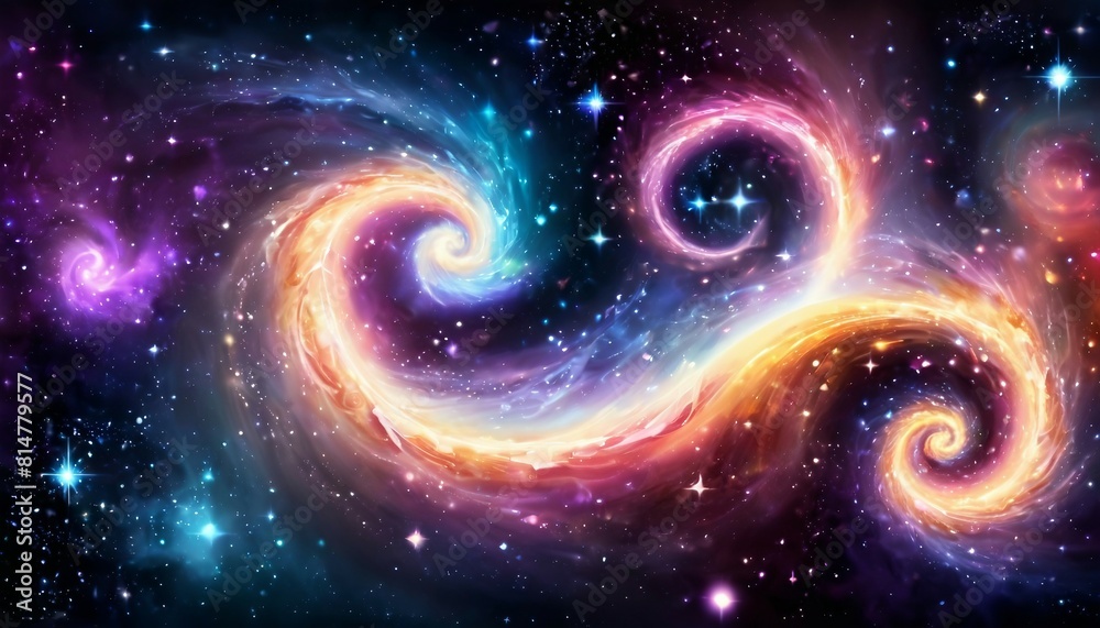 Canvas Prints abstract celestial symphony background with swirling galaxies and cosmic music notes.