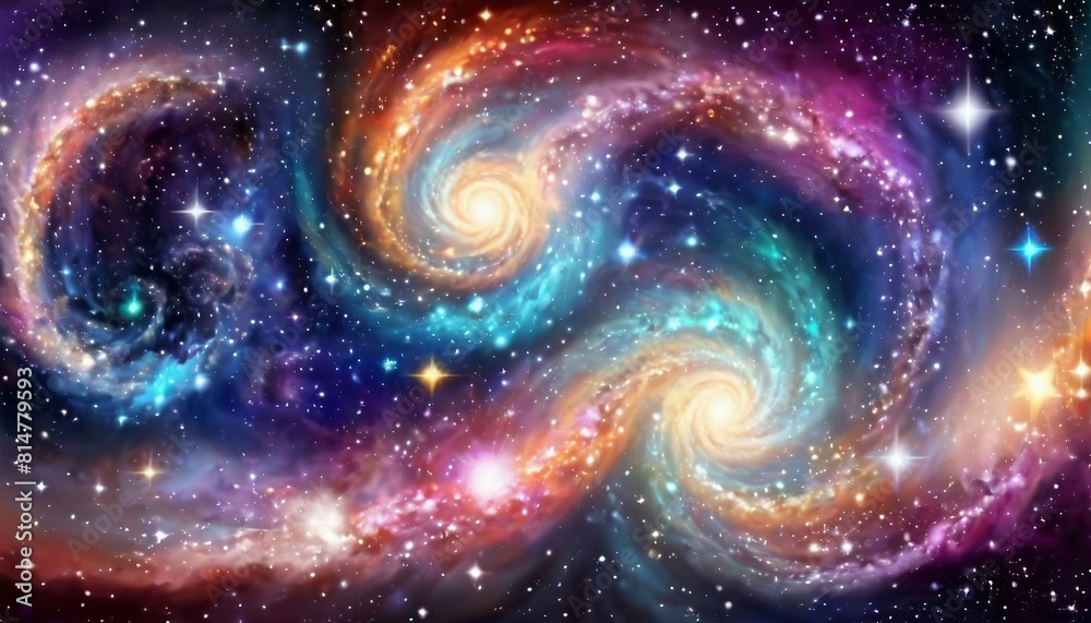 Canvas Prints abstract celestial symphony background with swirling galaxies and cosmic music notes.