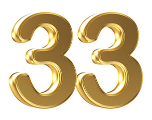 3d gold number 33