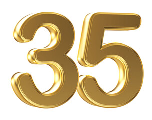 3d gold number 35
