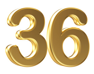 3d gold number 36