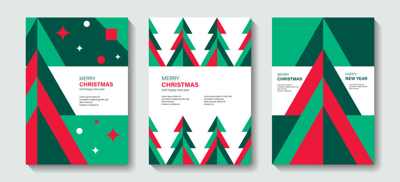 A set of  Merry Christmas and New Year greeting cards, posters, banner, holiday covers. Christmas templates with  in a modern minimalist style for the Internet, social network