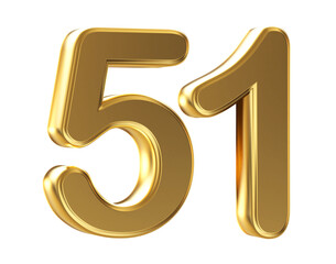 3d gold number 51