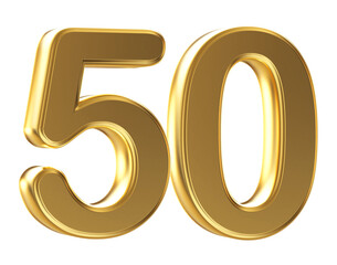 3d gold number 50