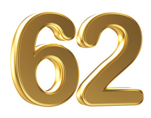 3d gold number 62