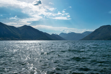 Beautiful Bay of Kotor, Montenegro. Adriatic Sea surrounded by majestic mountains.