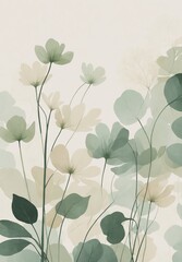 Soft Green and Beige Botanical Illustration