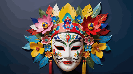 a mask with flowers and leaves on it