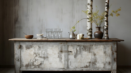 vintage rustic barcloth with birch trees pattern abstract graphic poster background