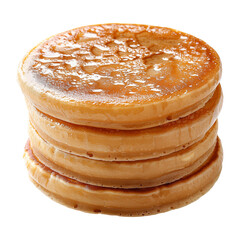 Stack of round hotcakes isolated on transparent background.