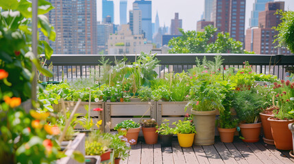 roof garden with flowers