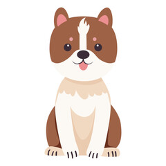 Cute smiling dog in flat cartoon style. Comic happy dog, isolated on a white background. Illustration design for stickers, comics, print.
