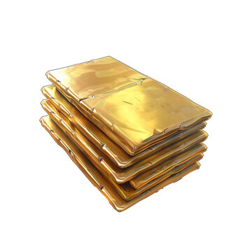 recommend clip art: stack of gold metal plates isolated on transparent background