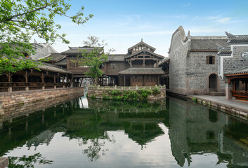 the beautiful ancient town of Lizhuang on the lake, Yibin City, Sichuan Province, China