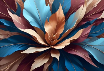 Close-up of a vibrant blue and brown flower with unique leaf patterns