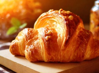 Homemade Freshly Baked Croissant Isolated Closeup