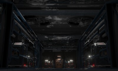 General base of operations an abandoned interior scene science fiction 3d rendering wallpaper background
