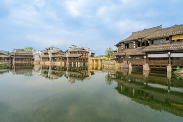 the beautiful ancient town of Lizhuang on the lake, Yibin City, Sichuan Province, China