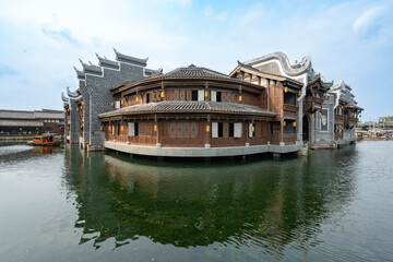 Naklejka premium the beautiful ancient town of Lizhuang on the lake, Yibin City, Sichuan Province, China