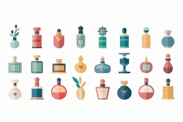 set of icons for a perfume shop. set different perfume bottles