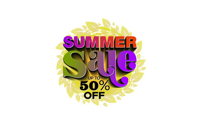 Summer sale up to 50 off 3D vector illustration
