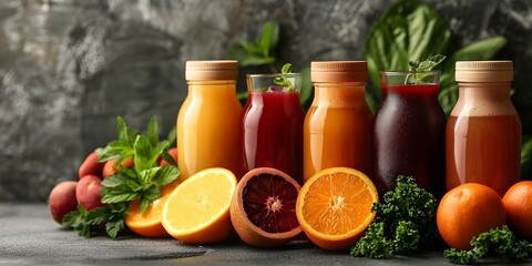 Assorted Organic Cold-Pressed Juices: Vibrant Colors with Visible Beetroot Ingredients. Concept Cold-pressed Juices, Organic, Beetroots, Vibrant Colors, Ingredients