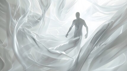 Fototapeta premium Bride in white wedding dress silhouette with groom, celebrating love and marriage