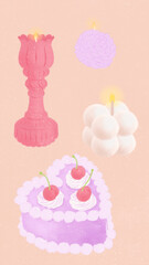 girly stylish Danish pastel home decor illustrations trendy birthday cakes & candles to decorate your artistic fun cozy calming bedroom home office interior design lifestyle self-love Instagram story