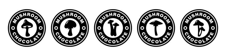 Mushroom Chocolate - vector signs for product packaging label.